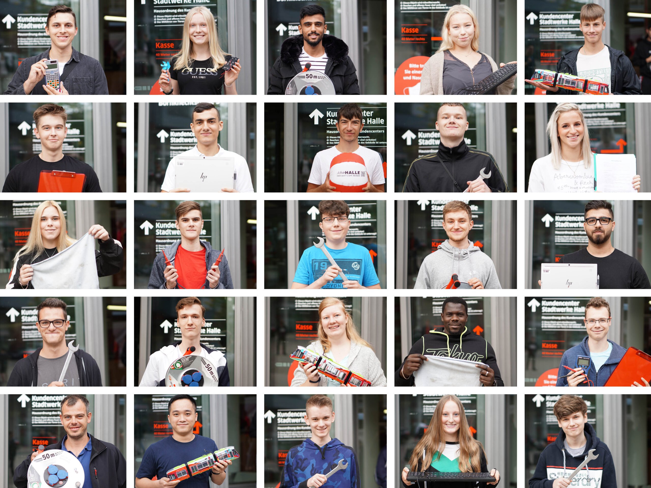 25 Azubis der Stadtwerke Halle GmbH als Collage